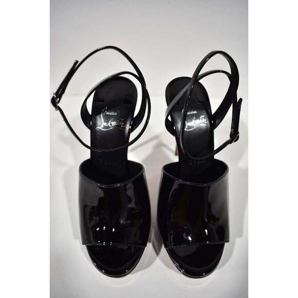 Christian Louboutin Miradona 120 Black Patent Ankle Strap Sandal Heel Pump 40 - Picture 6 of 12